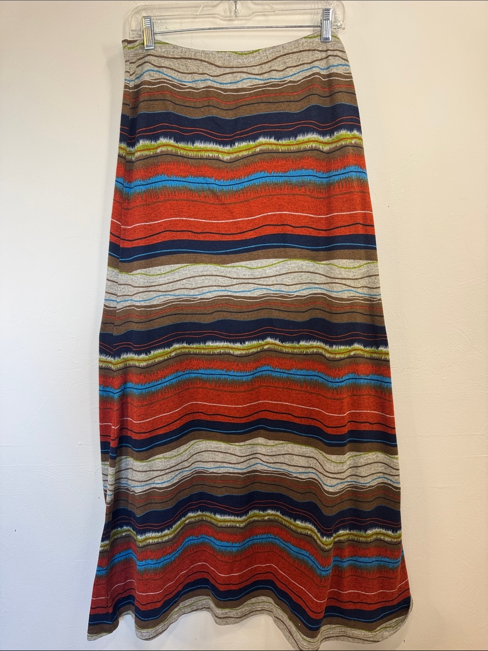 Multicolor Striped Maxi Skirt - Vibrant Wave Stripe Boho Western Office neutral